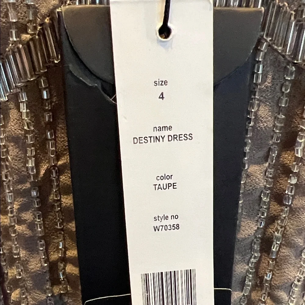 NWT W118 by Walter Baker Beaded Taupe Brown Backless Destiny Dress Size 4 - Picture 13 of 16
